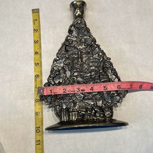 Vtg Silverplated Christmas Tree Candle Holder Holiday Decor - Picture 10 of 10